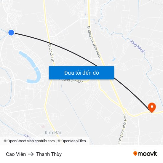 Cao Viên to Thanh Thùy map