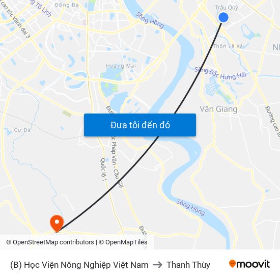 (B) Học Viện Nông Nghiệp Việt Nam to Thanh Thùy map
