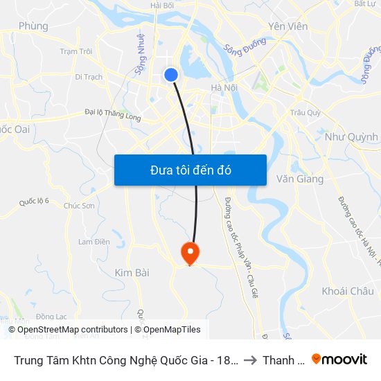Trung Tâm Khtn Công Nghệ Quốc Gia - 18 Hoàng Quốc Việt to Thanh Thùy map