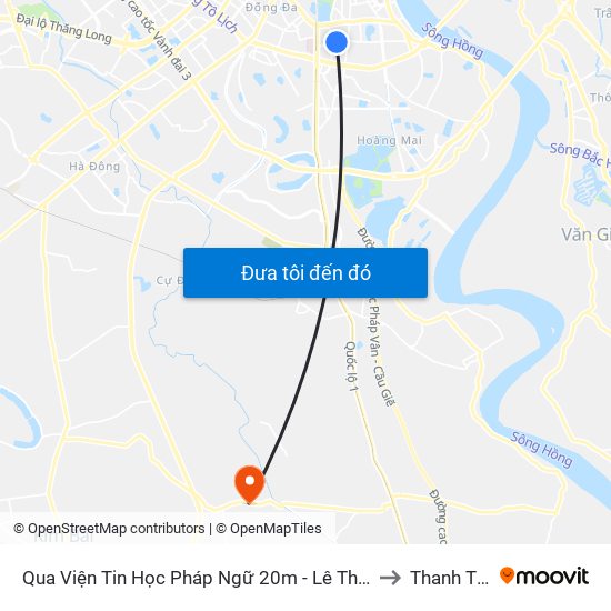 Qua Viện Tin Học Pháp Ngữ 20m - Lê Thanh Nghị to Thanh Thùy map