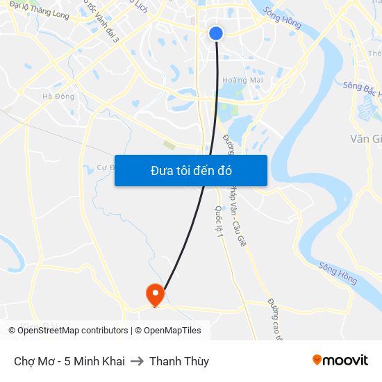 Chợ Mơ - 5 Minh Khai to Thanh Thùy map