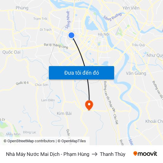 Nhà Máy Nước Mai Dịch - Phạm Hùng to Thanh Thùy map