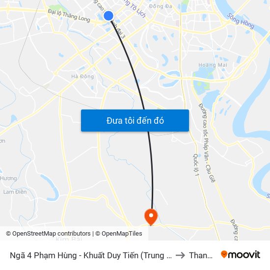 Ngã 4 Phạm Hùng - Khuất Duy Tiến (Trung Tâm Hội Nghị Quốc Gia) to Thanh Thùy map