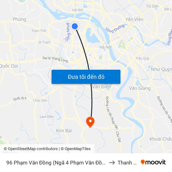 96 Phạm Văn Đồng (Ngã 4 Phạm Văn Đồng - Xuân Đỉnh) to Thanh Thùy map