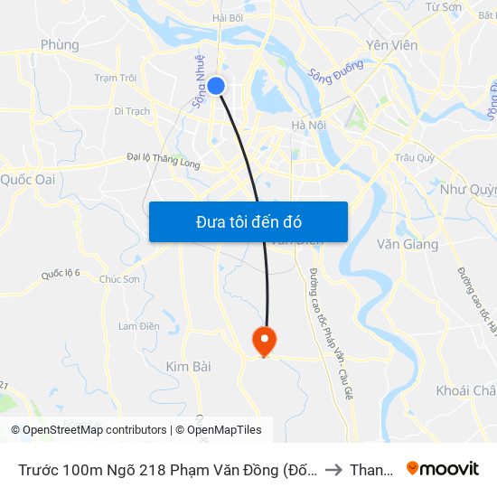 Trước 100m Ngõ 218 Phạm Văn Đồng (Đối Diện Công Viên Hòa Bình) to Thanh Thùy map