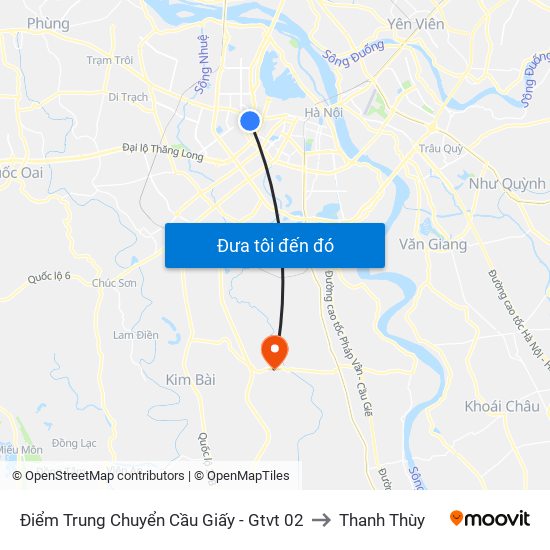 Điểm Trung Chuyển Cầu Giấy - Gtvt 02 to Thanh Thùy map