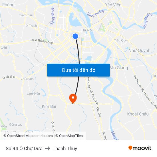 Số 94 Ô Chợ Dừa to Thanh Thùy map