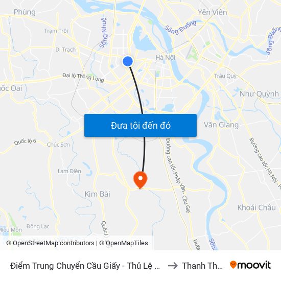 Điểm Trung Chuyển Cầu Giấy - Thủ Lệ 02 to Thanh Thùy map