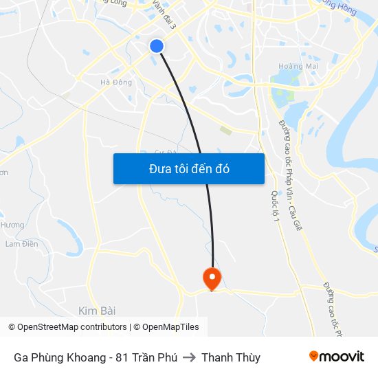 Ga Phùng Khoang - 81 Trần Phú to Thanh Thùy map