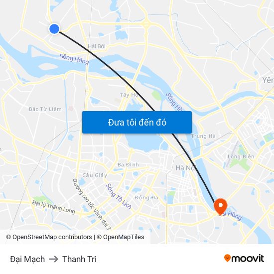 Đại Mạch to Thanh Trì map
