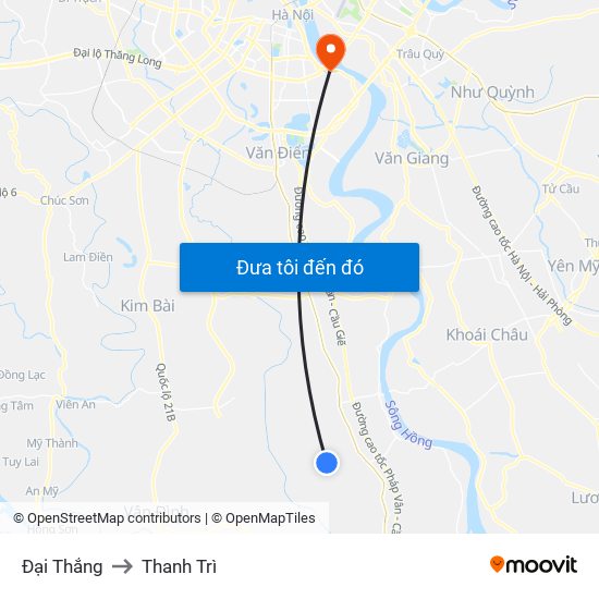 Đại Thắng to Thanh Trì map