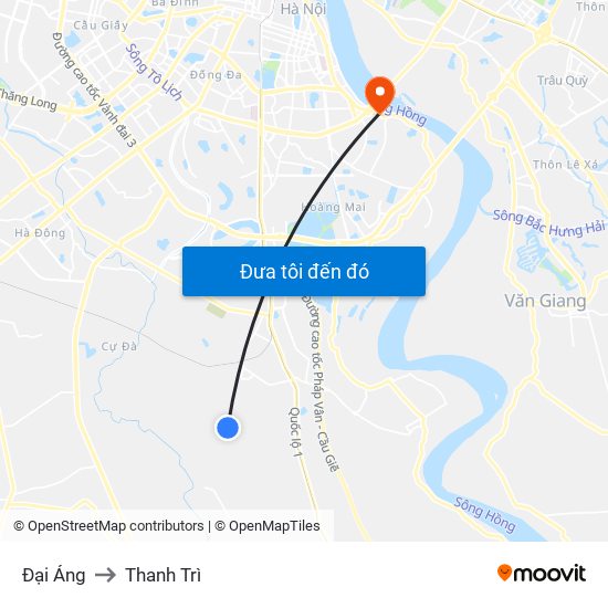Đại Áng to Thanh Trì map