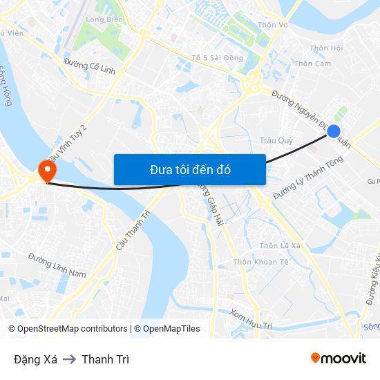 Đặng Xá to Thanh Trì map