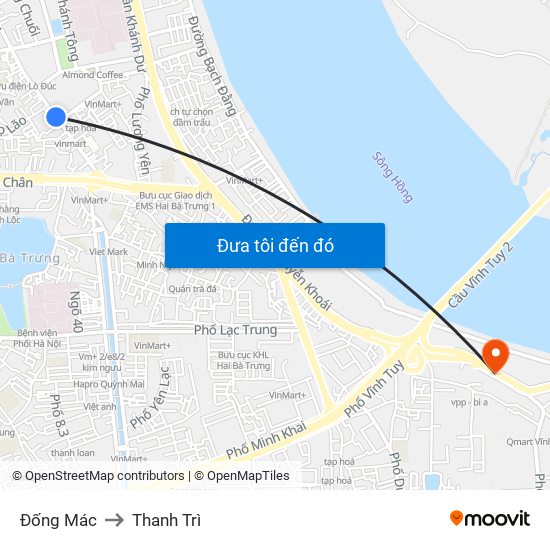 Đống Mác to Thanh Trì map