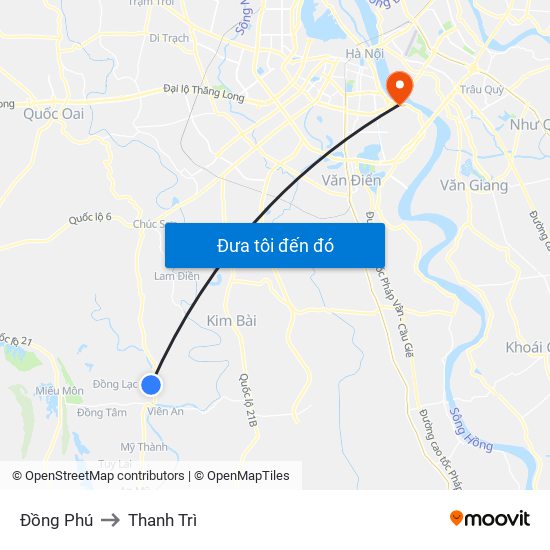 Đồng Phú to Thanh Trì map