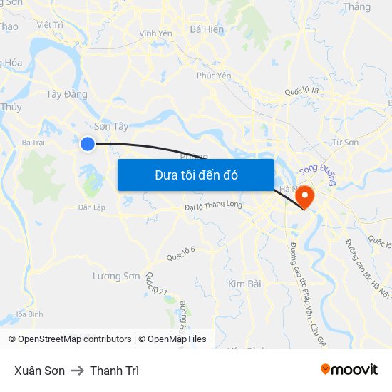 Xuân Sơn to Thanh Trì map