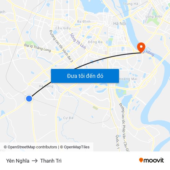 Yên Nghĩa to Thanh Trì map