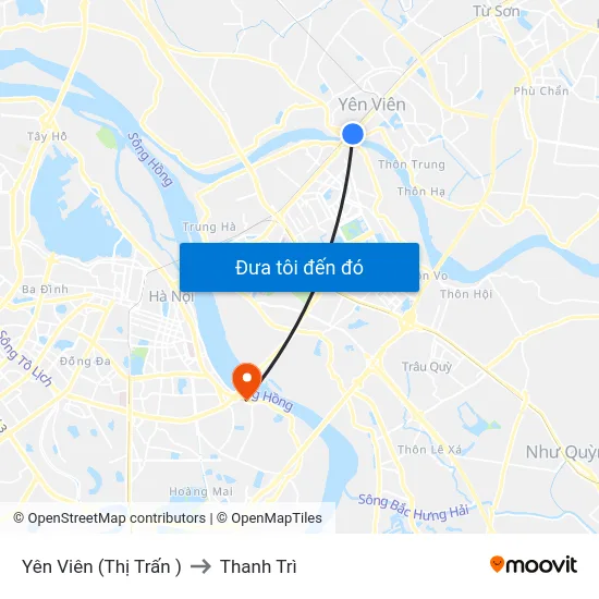 Yên Viên (Thị Trấn ) to Thanh Trì map