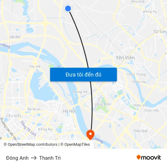 Đông Anh to Thanh Trì map