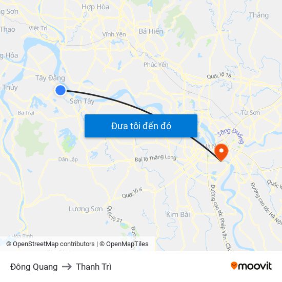 Đông Quang to Thanh Trì map