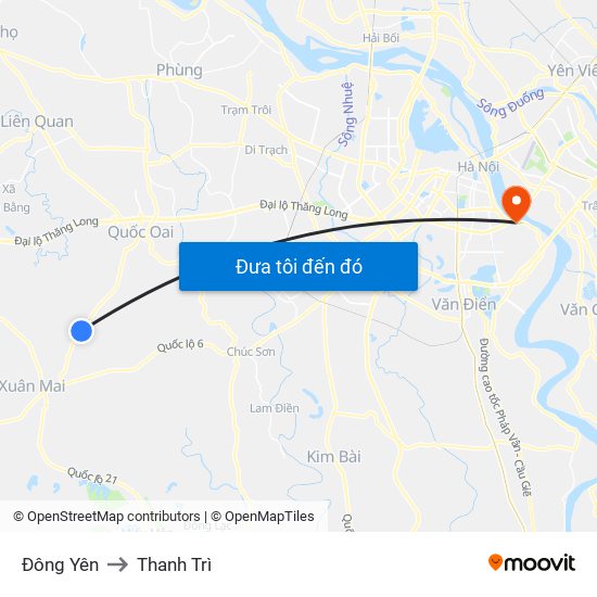 Đông Yên to Thanh Trì map