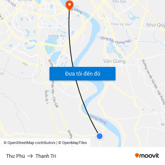 Thư Phú to Thanh Trì map