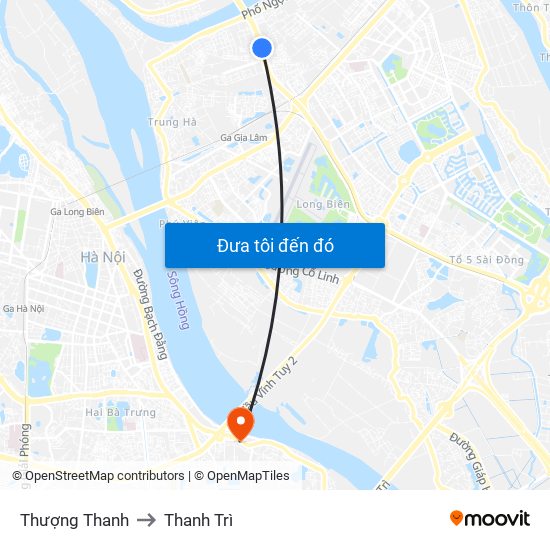 Thượng Thanh to Thanh Trì map