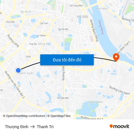Thượng Đình to Thanh Trì map