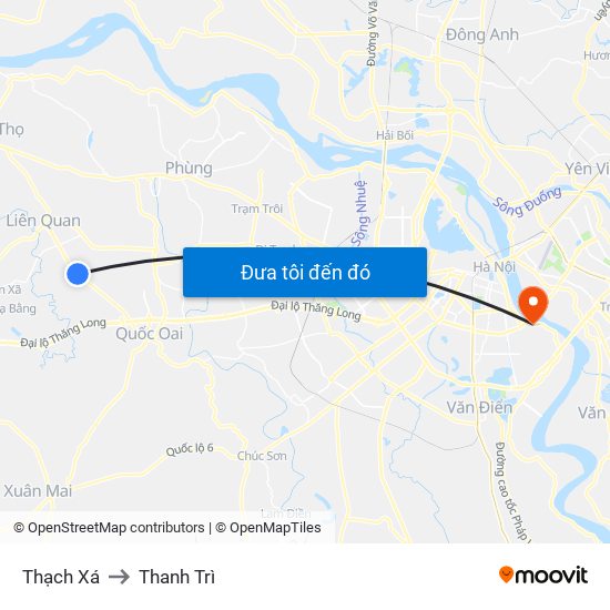 Thạch Xá to Thanh Trì map