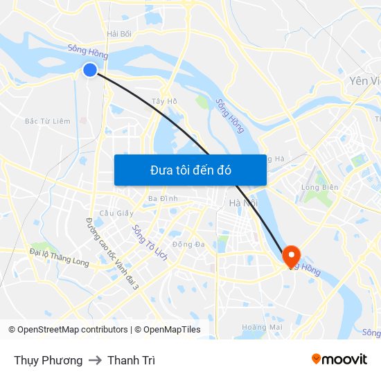 Thụy Phương to Thanh Trì map