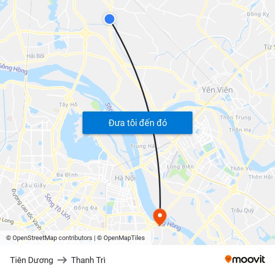Tiên Dương to Thanh Trì map