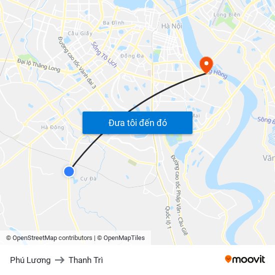 Phú Lương to Thanh Trì map