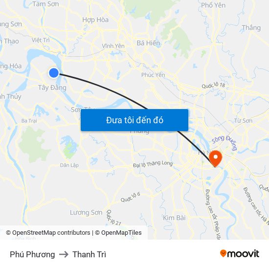 Phú Phương to Thanh Trì map