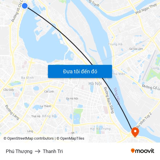 Phú Thượng to Thanh Trì map