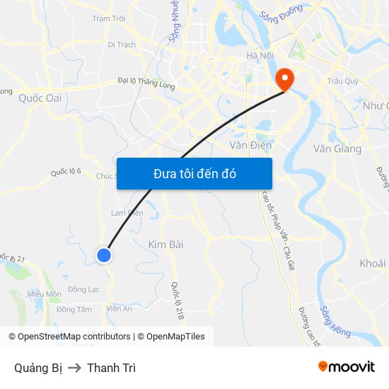 Quảng Bị to Thanh Trì map