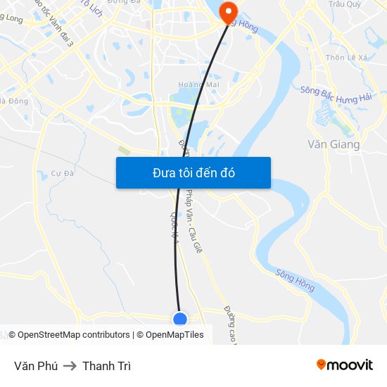 Văn Phú to Thanh Trì map