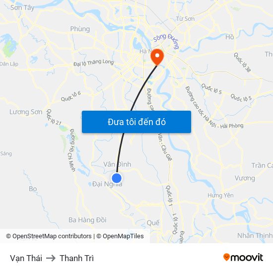 Vạn Thái to Thanh Trì map