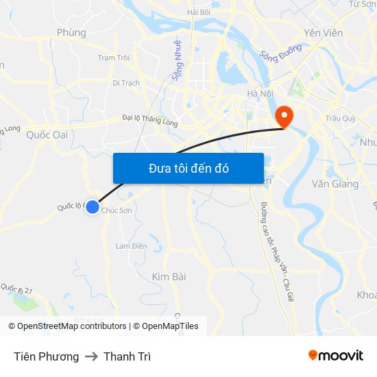 Tiên Phương to Thanh Trì map
