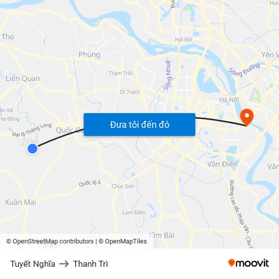 Tuyết Nghĩa to Thanh Trì map