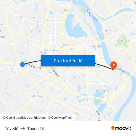 Tây Mỗ to Thanh Trì map