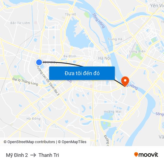 Mỹ Đình 2 to Thanh Trì map
