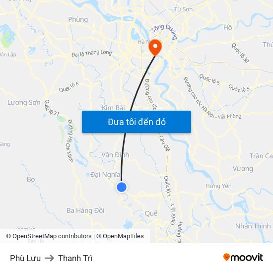 Phù Lưu to Thanh Trì map