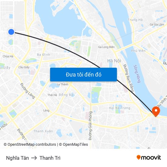 Nghĩa Tân to Thanh Trì map