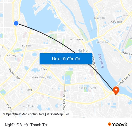Nghĩa Đô to Thanh Trì map