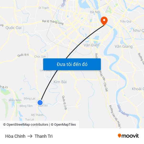 Hòa Chính to Thanh Trì map