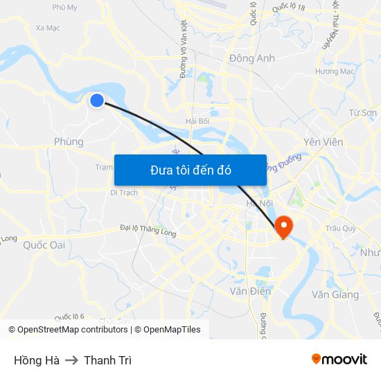 Hồng Hà to Thanh Trì map