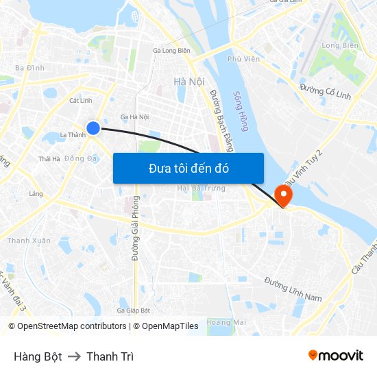 Hàng Bột to Thanh Trì map