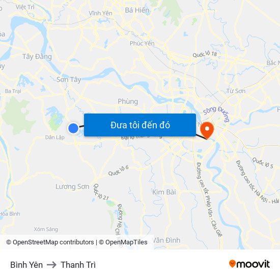 Bình Yên to Thanh Trì map