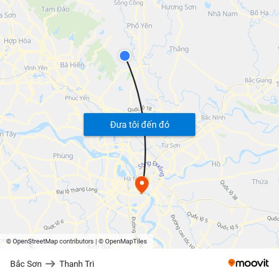 Bắc Sơn to Thanh Trì map