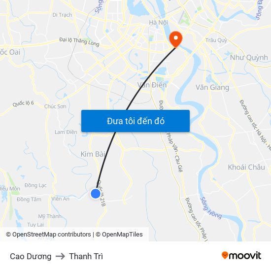 Cao Dương to Thanh Trì map